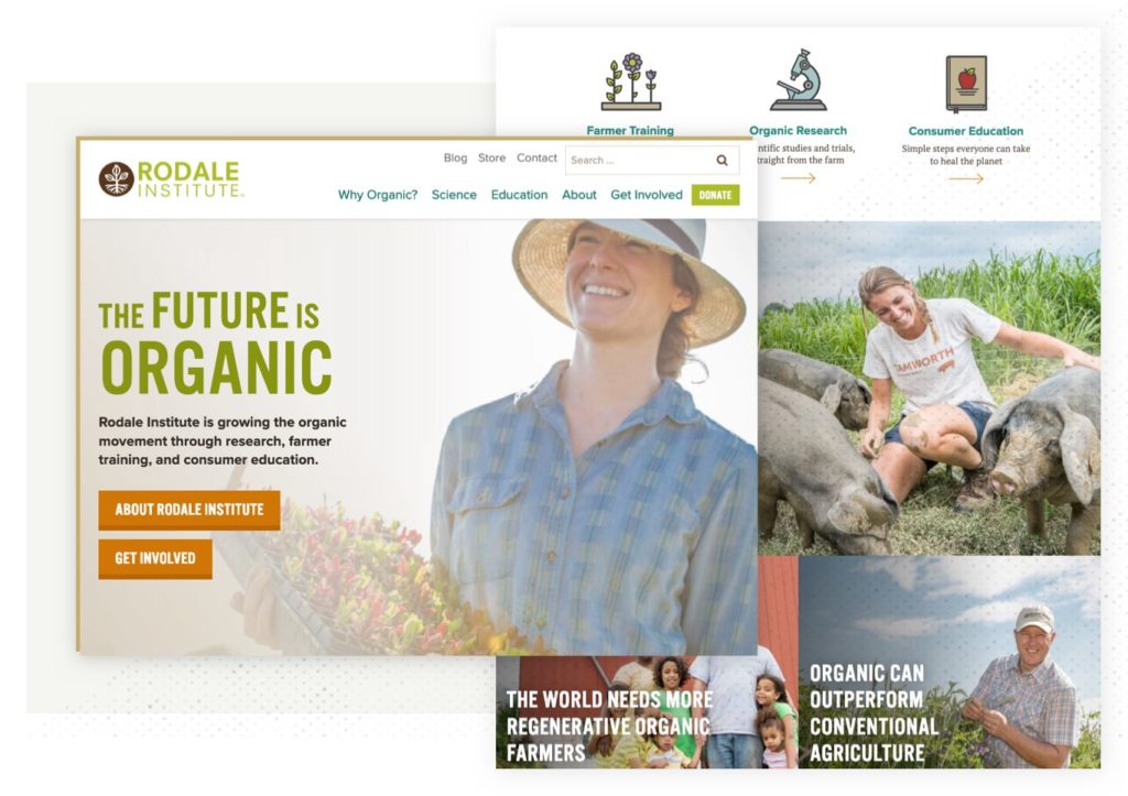 Screenshot of the Rodale Institute home page