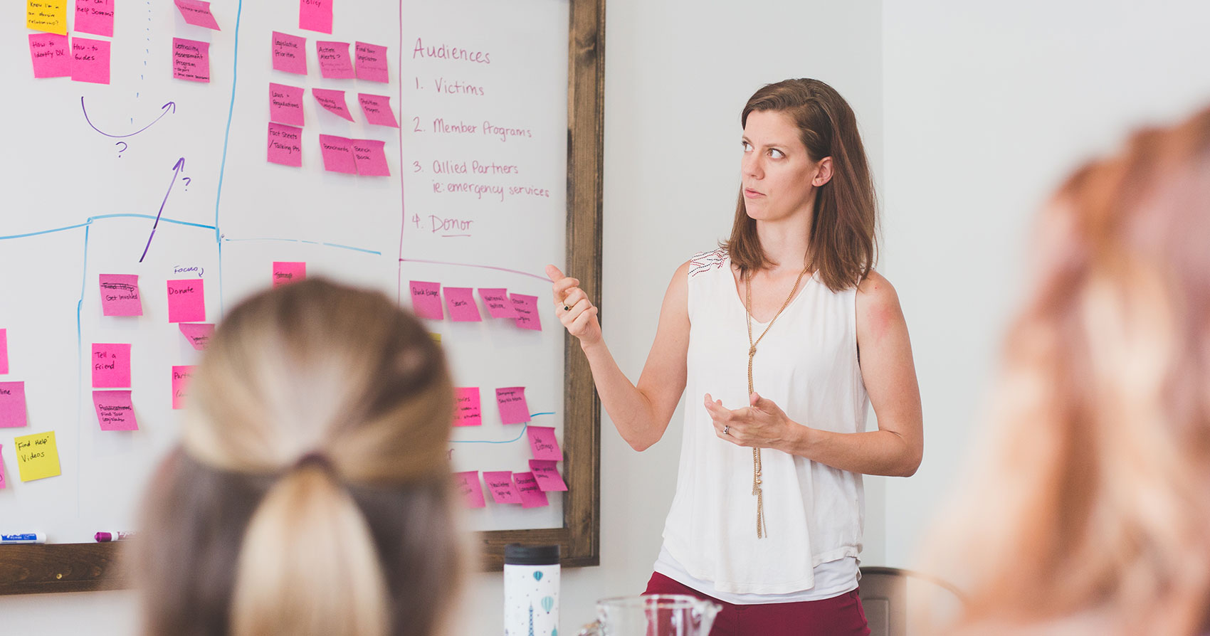 Ashley Eberly, Digital Director, leading a client through a card sort workshop