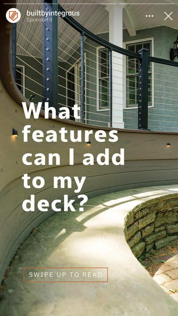 Integrous social media ad: What features can I add to my deck