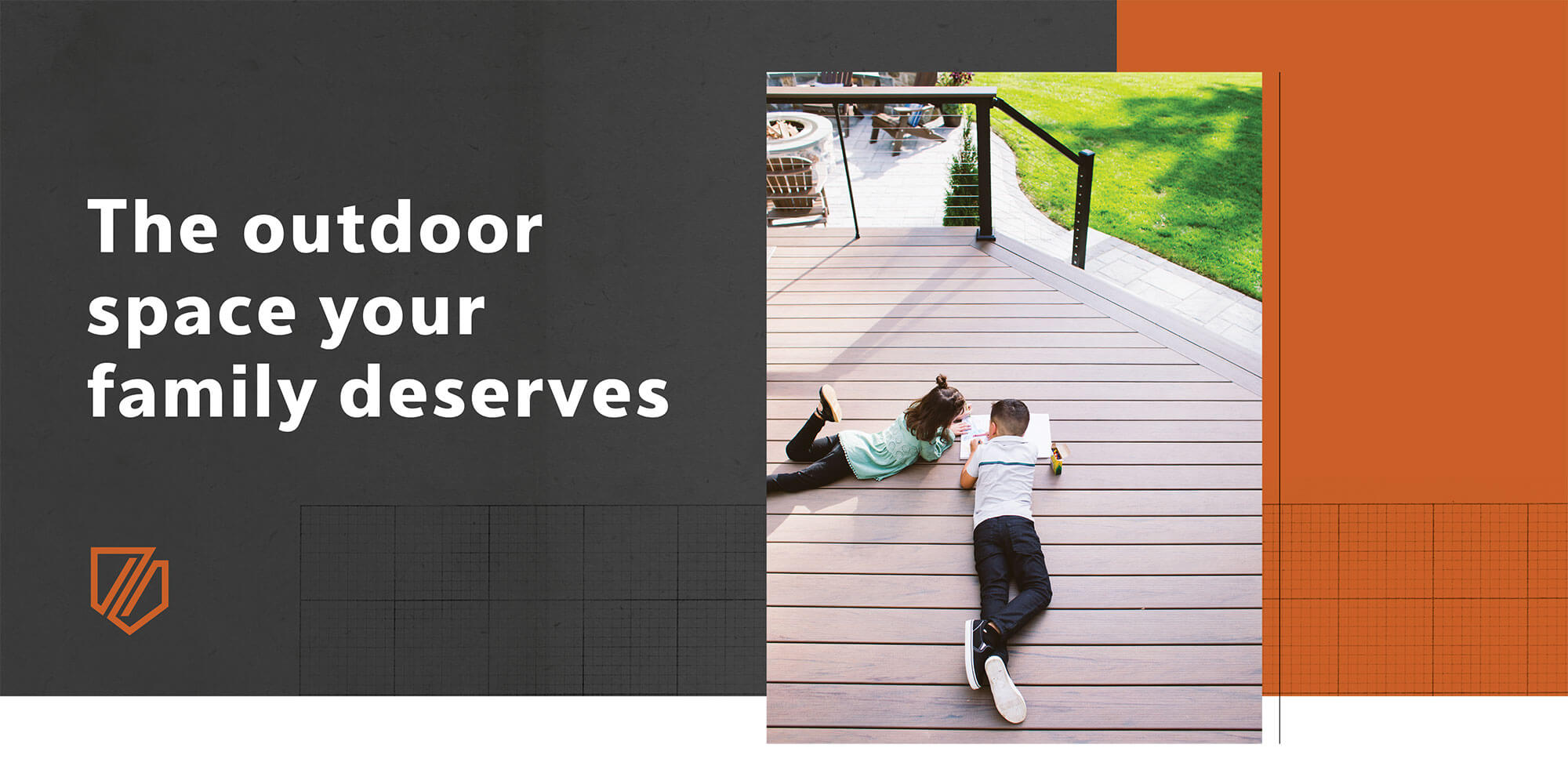 Integrous Ad Concept of a composite deck with two kids: The outdoor space your family deserves