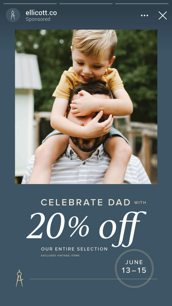 Social post for Ellicott & Co: Father's Day Sale