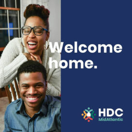 HDC Midatlantic ad featuring a joyful black couple and a Welcome Home headline