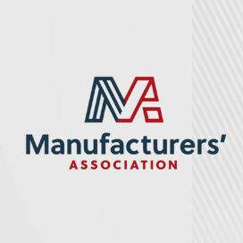 Manufacturers' Association logo designed by Infantree with clean sans-serif typography in navy blue and red