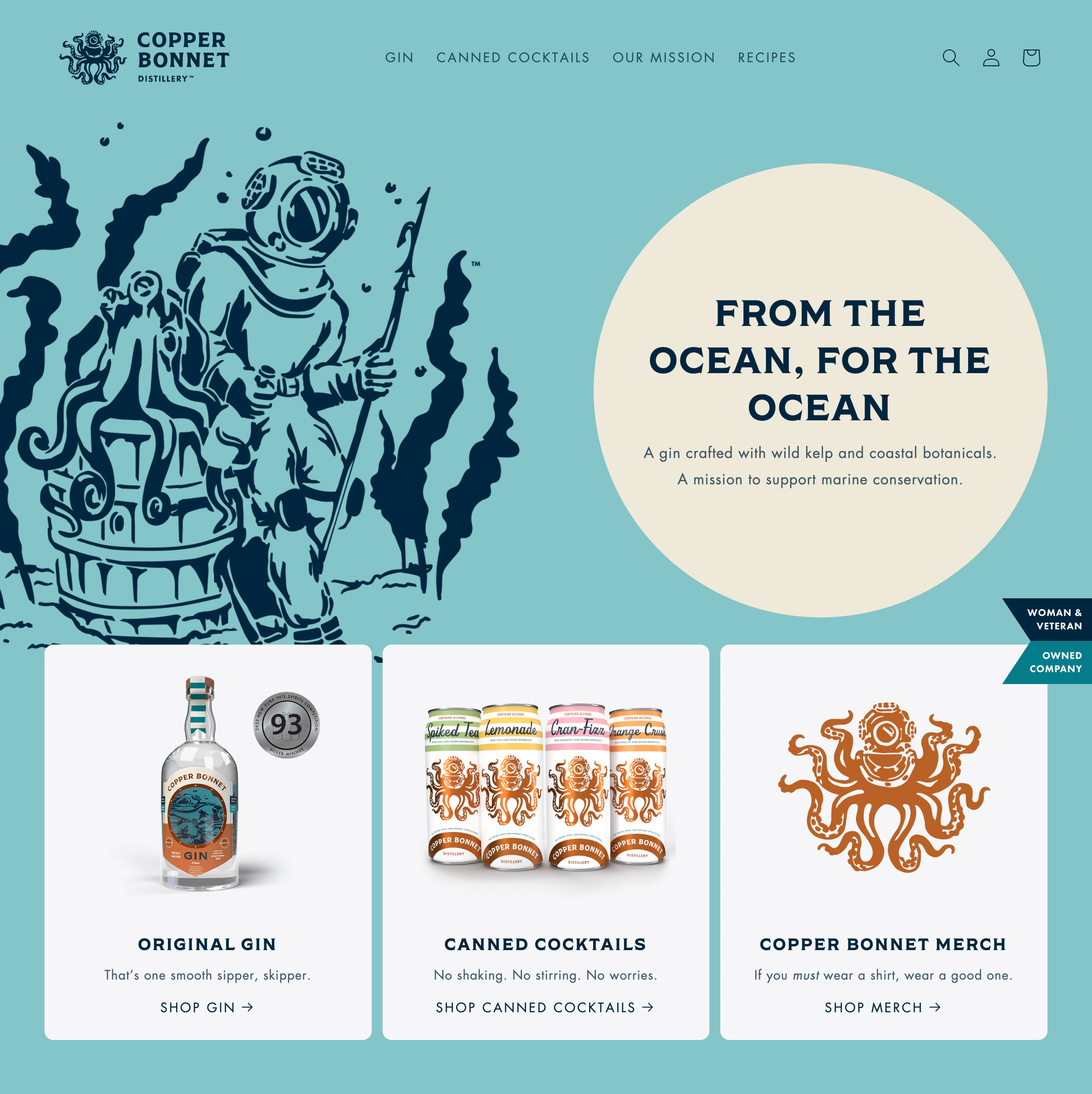 Copper Bonnet Gin custom ecommerce site, Shopify development by Infantree